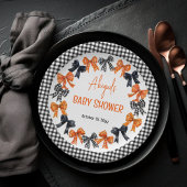 Halloween Coquette Black | Orange Bows Baby Dusche Pappteller