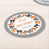 Halloween Coquette Black | Orange Bows Baby Dusche Runder Pappuntersetzer (Angewinkelt)
