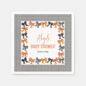 Halloween Coquette Black | Orange Bows Baby Dusche Serviette (Vorderseite)