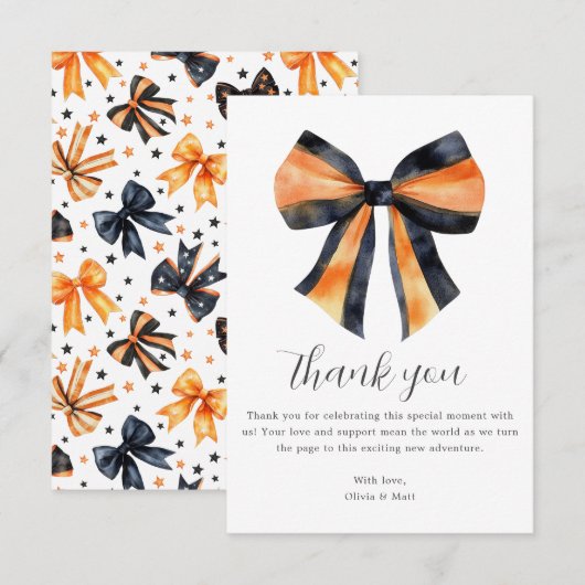 Halloween Coquette Bow Babydusche Danke Karte (Vorne/Hinten)