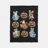 Halloween Coquette Bow Pumpkin Ghost Patchwork Sok Fleecedecke (Vorderseite)
