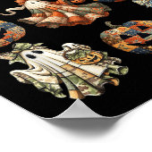 Halloween Coquette Bow Pumpkin Ghost Patchwork Sok Poster (Ecke)