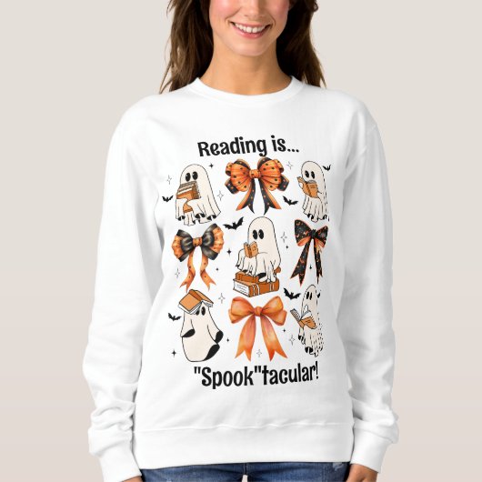 Halloween Coquette Bows und Reading Ghosts Sweatshirt (Vorderseite)