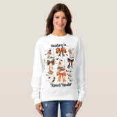 Halloween Coquette Bows und Reading Ghosts Sweatshirt (Vorne ganz)