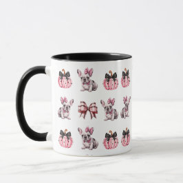 Halloween Coquette Bulldog Bow Kürbis rosa Tasse