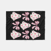 Halloween Coquette Pink Bow Ghost Fleecedecke (Vorderseite (Horizontal))