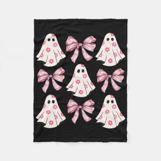 Halloween Coquette Pink Bow Ghost Fleecedecke (Vorderseite)