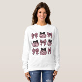 Halloween Coquette Pumpkins und Bows rosa Sweatshirt (Vorne ganz)