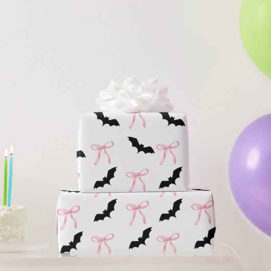 Halloween Coquette rosa Bug und Fledermaus Geschenkpapier (Partygeschenke)