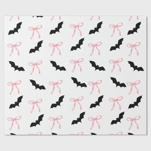 Halloween Coquette rosa Bug und Fledermaus Geschenkpapier (Flach)