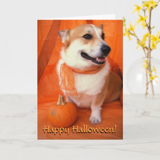 Halloween Corgi Card Karte (Gelbe Blume)