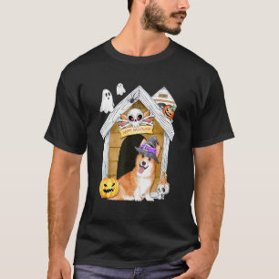 Halloween Corgi Hund Hexe Spukhaus T-Shirt