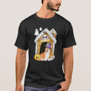 Halloween Corgi Hund Hexe Spukhaus T-Shirt