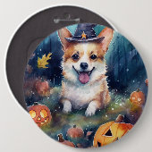 Halloween Corgi mit Pumpkins Beängstigend Button (Vorne & Hinten)