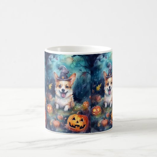 Halloween Corgi mit Pumpkins Beängstigend Kaffeetasse (Mittel)