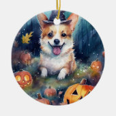 Halloween Corgi mit Pumpkins Beängstigend Keramik Ornament (Vorne)