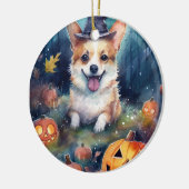 Halloween Corgi mit Pumpkins Beängstigend Keramik Ornament (Links)