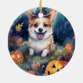 Halloween Corgi mit Pumpkins Beängstigend Keramik Ornament (Hinten)
