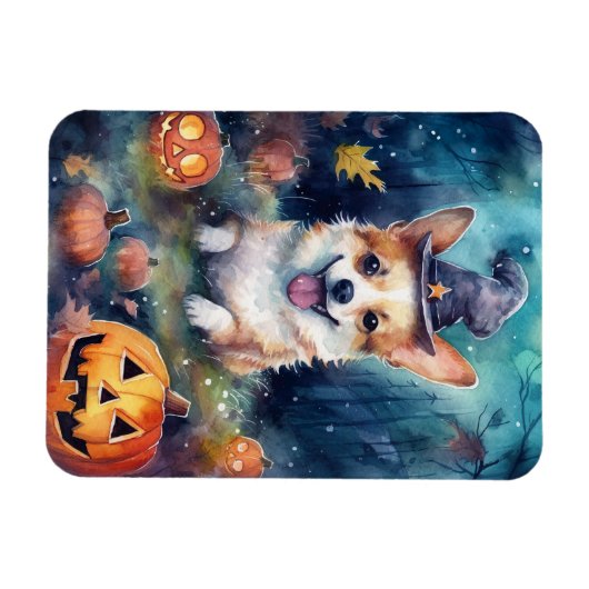 Halloween Corgi mit Pumpkins Beängstigend Magnet (Horizontal)