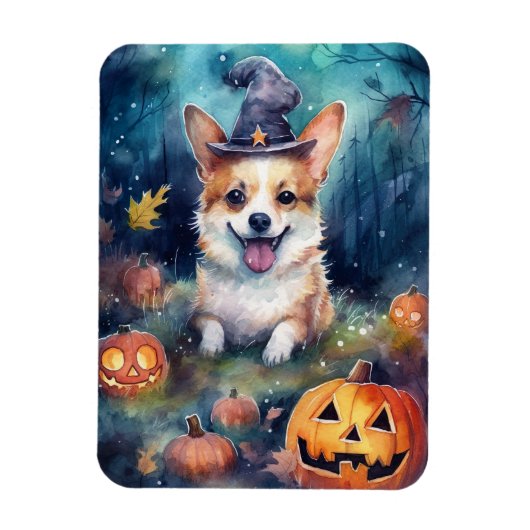 Halloween Corgi mit Pumpkins Beängstigend Magnet (Vertikal)