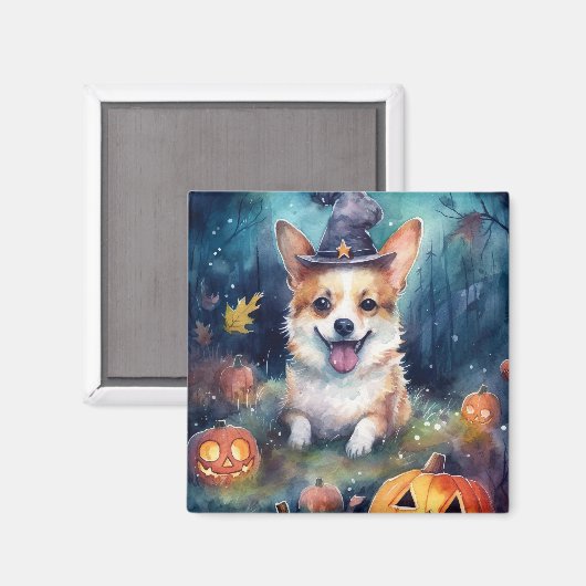 Halloween Corgi mit Pumpkins Beängstigend Magnet (Vorderseite/Rückseite)