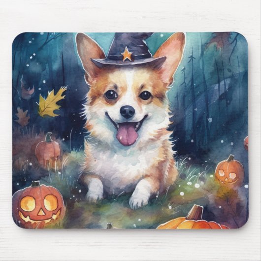Halloween Corgi mit Pumpkins Beängstigend Mousepad (Vorne)