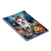 Halloween Corgi mit Pumpkins Beängstigend Notizblock (Rechte Seite)