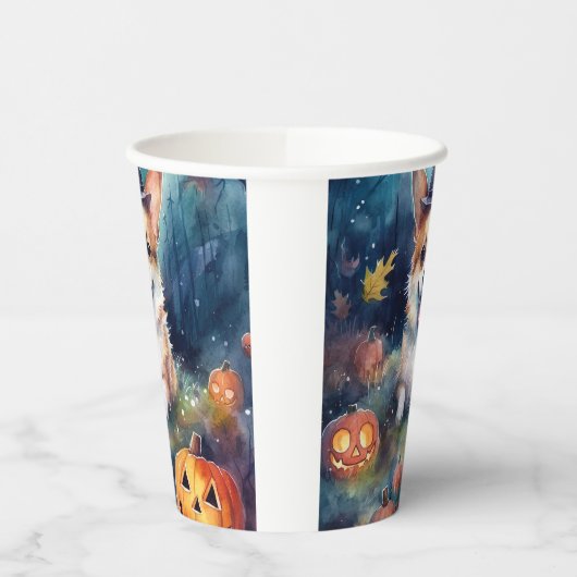 Halloween Corgi mit Pumpkins Beängstigend Pappbecher (Links)