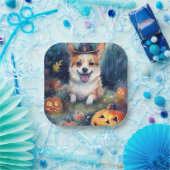 Halloween Corgi mit Pumpkins Beängstigend Pappteller (Party)