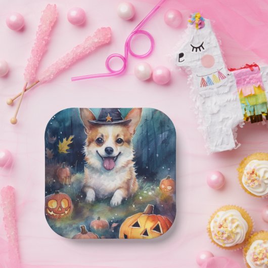 Halloween Corgi mit Pumpkins Beängstigend Pappteller (Party)