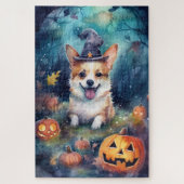 Halloween Corgi mit Pumpkins Beängstigend Puzzle (Vertikal)