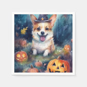 Halloween Corgi mit Pumpkins Beängstigend Serviette (Vorderseite)
