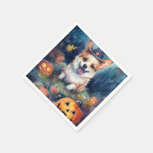 Halloween Corgi mit Pumpkins Beängstigend Serviette (Ecke)