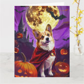 Halloween Corgi Vampire Pumpkins Beängstigend Karte (Gelbe Blume)