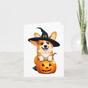 Halloween Corgi Witch Hat Karte