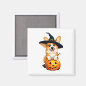 Halloween Corgi Witch Hat Magnet (Vorderseite/Rückseite)
