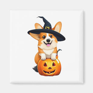 Halloween Corgi Witch Hat Magnet