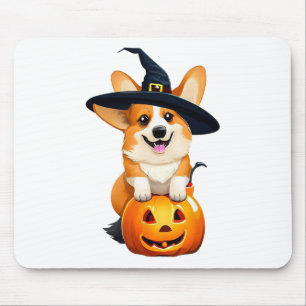 Halloween Corgi Witch Hat Mousepad