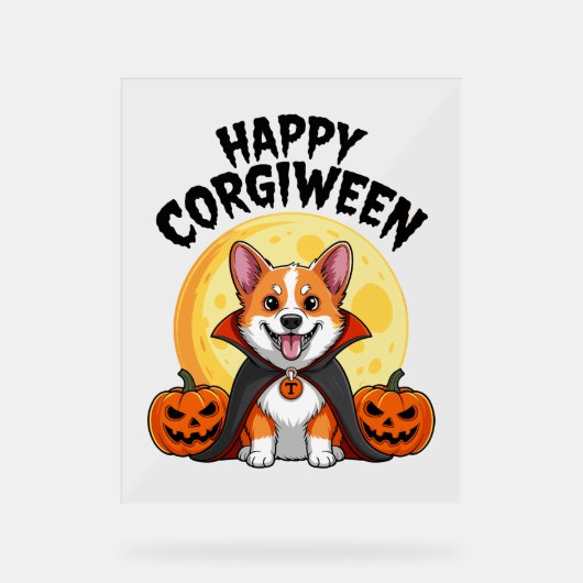 Halloween Corgiween, Spooky Corgi Dog Acrylschild (Vorderseite)