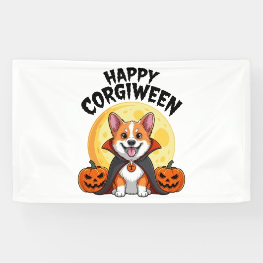 Halloween Corgiween, Spooky Corgi Dog Banner (Horizontal)