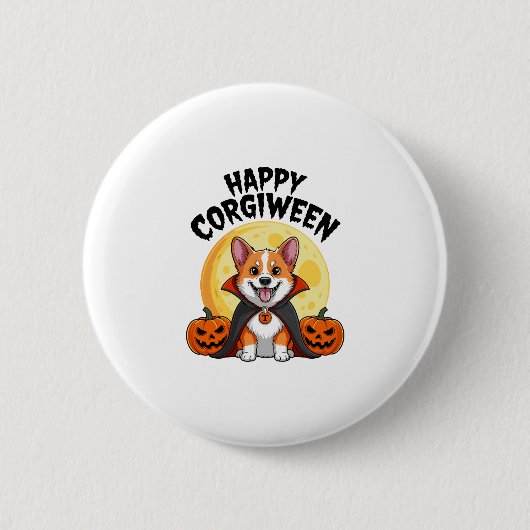 Halloween Corgiween, Spooky Corgi Dog Button (Vorderseite)