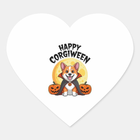 Halloween Corgiween, Spooky Corgi Dog Herz-Aufkleber (Vorderseite)