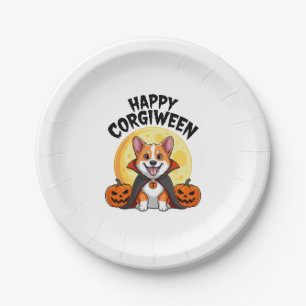Halloween Corgiween, Spooky Corgi Dog Pappteller