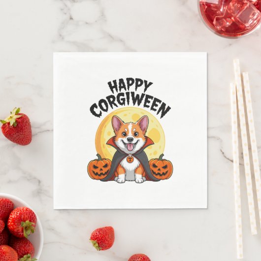 Halloween Corgiween, Spooky Corgi Dog Serviette (Beispiel)