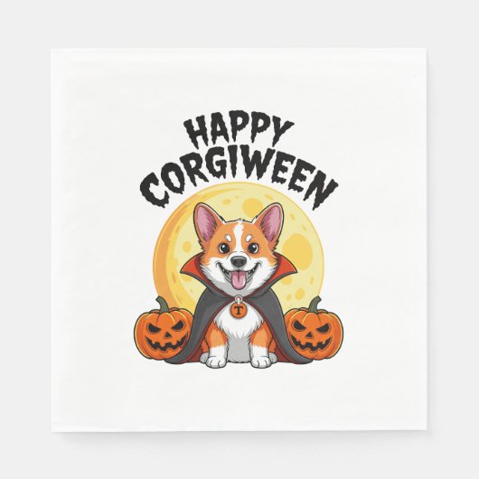 Halloween Corgiween, Spooky Corgi Dog Serviette (Vorderseite)