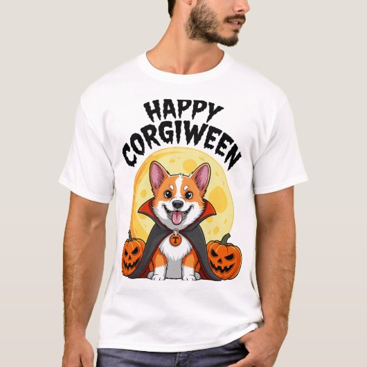 Halloween Corgiween, Spooky Corgi Dog T-Shirt (Vorderseite)