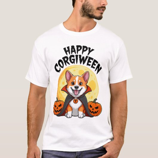 Halloween Corgiween, Spooky Corgi Dog T-Shirt (Vorderseite)