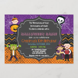 HALLOWEEN COSTUME BIRTHDAY PARTY EINLADUNG