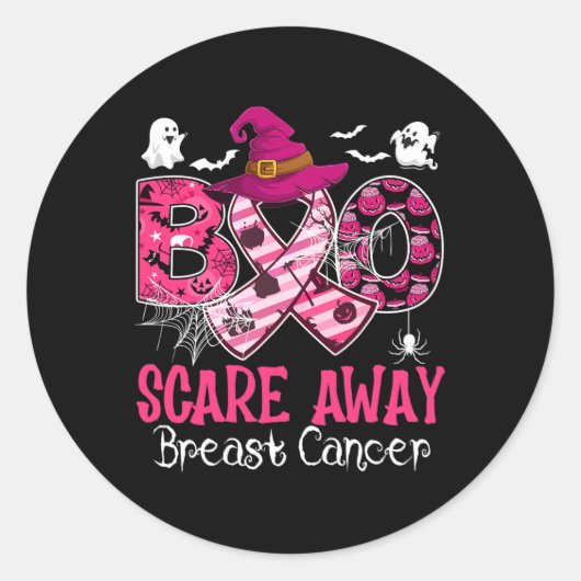 Halloween Costume Boo Scare Away Brustkrebs Runder Aufkleber (Vorderseite)