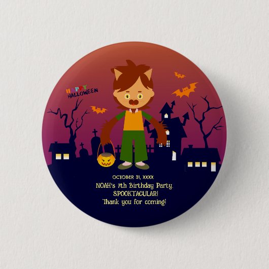 Halloween Costume Boy Geburtstagsparty Button (Vorderseite)